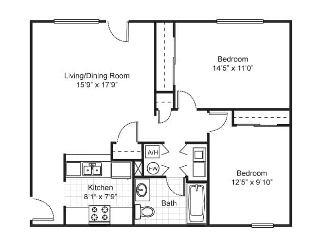 2 Beds floor plan