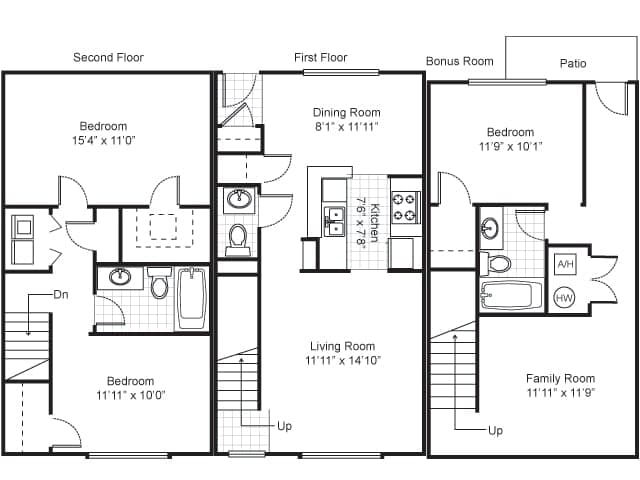 3 Beds floor plan